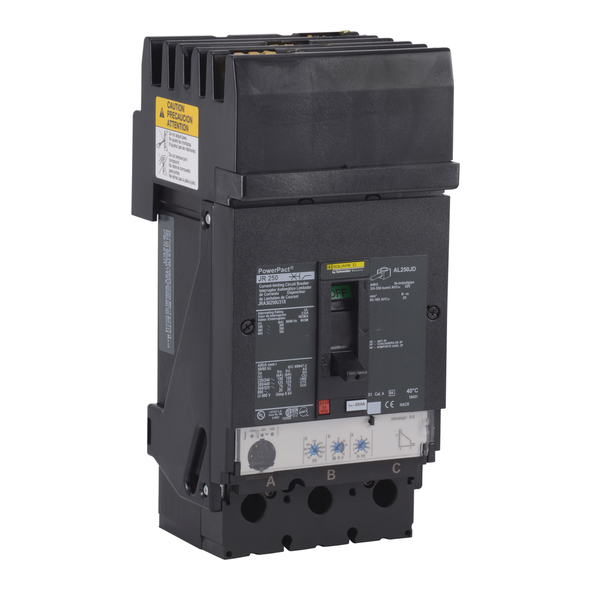 Schneider Electric JRA36250U33X Circuit breaker, PowerPacT J, 250A, 3 pole, 600VAC, 100kA, I-Line, Micrologic 3.2S, 80%, ABC