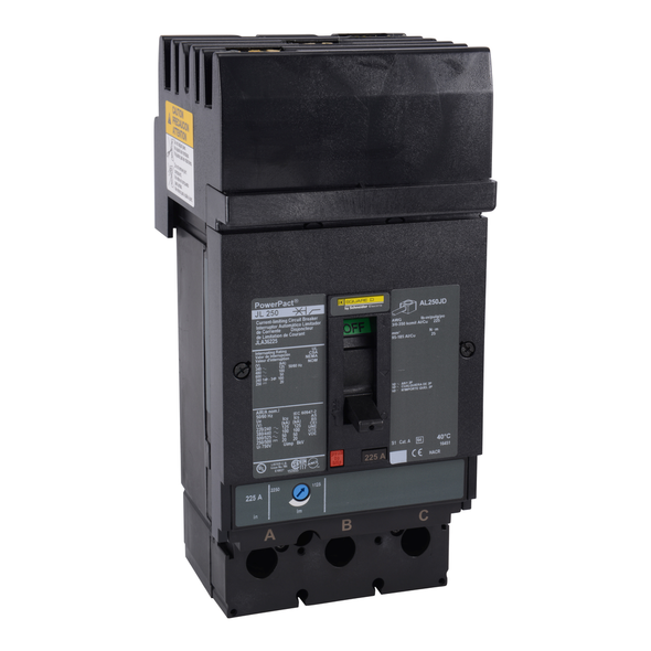 Schneider Electric JLA362006 Circuit breaker, PowerPacT J, 200A, 3 pole, 600VAC, 50kA, I-Line, thermal magnetic, 80%, CBA