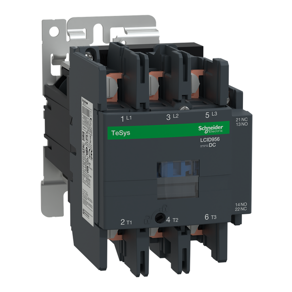 Schneider Electric LC1D956BD IEC contactor, TeSys Deca, nonreversing, 95A, 60HP at 480VAC, 3 phase, 3 pole, 3 NO, 24VDC coil, open style