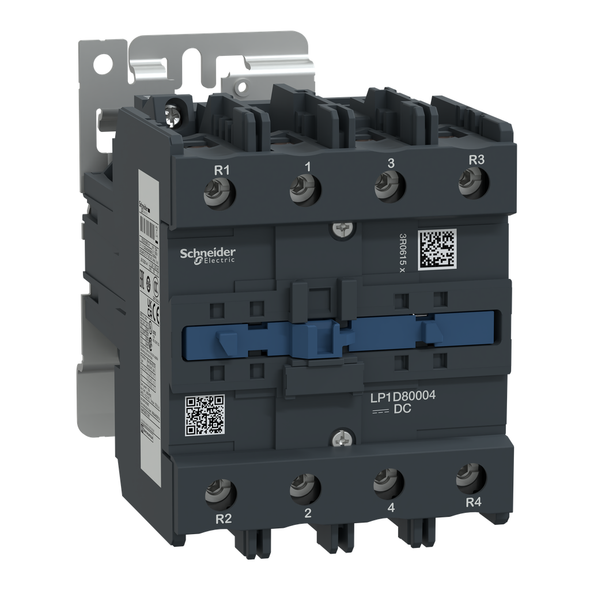 Schneider Electric LP1D80004FD IEC contactor, TeSys Deca, nonreversing, 125A resistive, 4 pole, 4 NO, 110VDC coil, open style