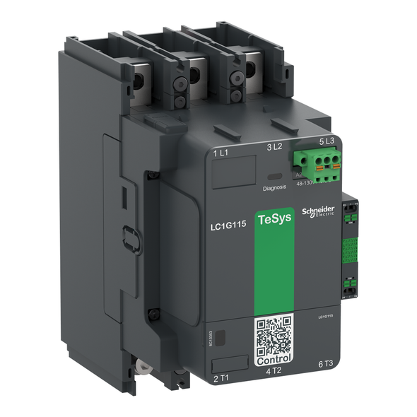 Schneider Electric LC1G115EHEN Contactor, high power, TeSys Giga, standard version, 3 pole/NO, AC-3 <=440V 115A, 48-130VAC/DC coil