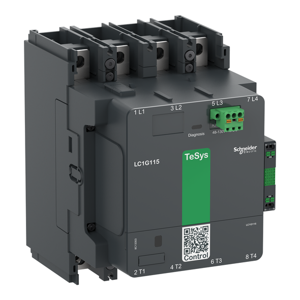 Schneider Electric LC1G1504EHEN Contactor, high power, TeSys Giga, standard version, 4 pole/NO, AC-1 <=440V 275A, 48-130VAC/DC coil