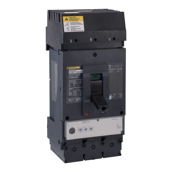 Schneider Electric LLA36600U33X Circuit breaker, PowerPacT L, 600A, 3 pole, 600VAC, 50kA, I-Line, MicroLogic 3.3S, 80%, ABC