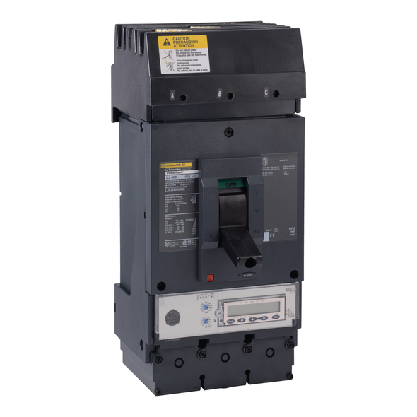 Schneider Electric LJA36400CU44X Circuit breaker, PowerPacT L, 400A, 3 pole, 600VAC, 25kA, I-Line, MicroLogic 6.3A, 100%, ABC