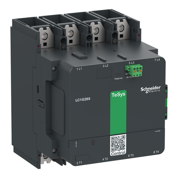 Schneider Electric LC1G2654LSEN Contactor, high power, TeSys Giga, 4P(4NO), AC-1, <=440V 385A, standard version, 200-500V AC/DC wide band coil