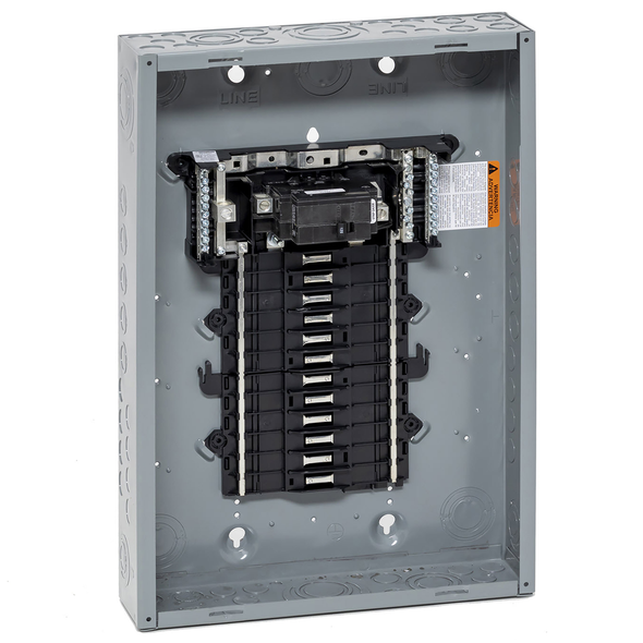 Schneider Electric QO124M125P Load center, QO, 1 phase, 24 spaces, 34 circuits, 125A convertible main breaker, PoN, NEMA1