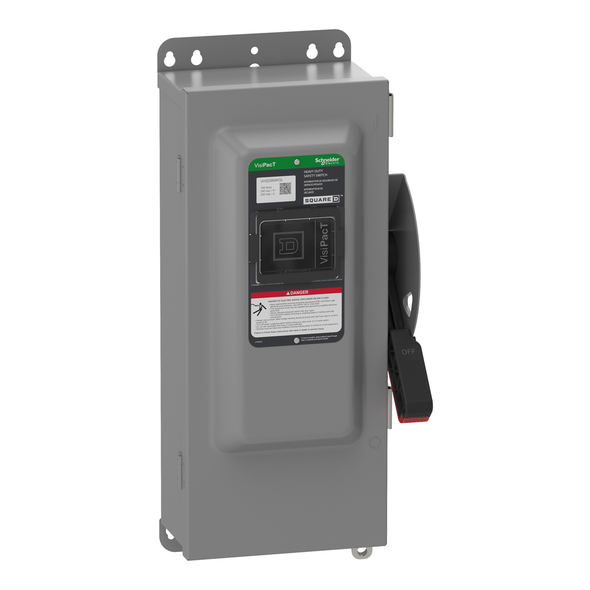 Schneider Electric VH323AWKGL Safety switch, VisiPacT, heavy duty, fused, viewing window, NEMA 12, 240V, 100A, 3 pole, ground lugs