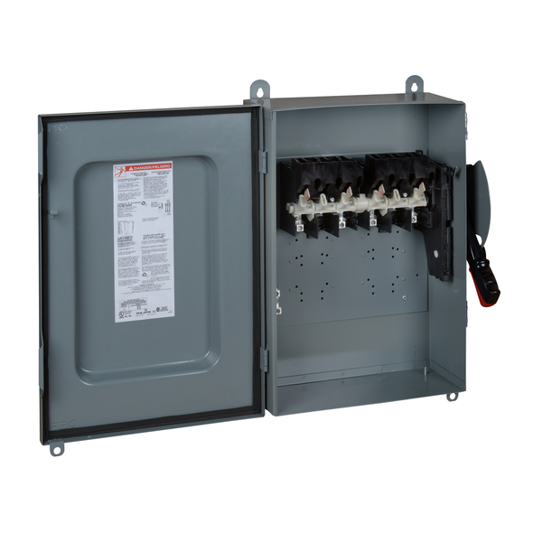 Schneider Electric H461AWK Safety switch, heavy duty, fusible, 30A, 4 pole, 25hp, 600VAC/DC, NEMA 12