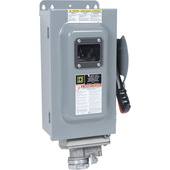 Schneider Electric H361AWCVW Safety switch, heavy duty, fusible, 30A, 600VAC, 600VDC, 3 poles, 20hp, NEMA 12K, Crouse-Hinds Arktite, viewing window