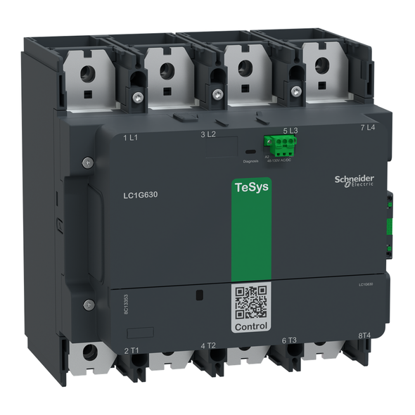 Schneider Electric LC1G6304EHEN Contactor, high power, TeSys Giga 630, 4 pole/NO, AC-1 <=440V 1050A, 48-130VAC/DC coil