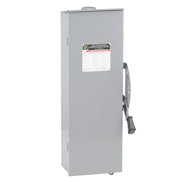 Schneider Electric DTU223RB Safety switch, double throw, non fusible, 100A, 240VAC, 250VDC, 2 pole, 20HP, NEMA 3R, bolt on provision