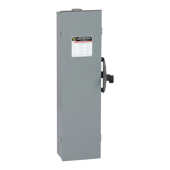 Schneider Electric DT363RB Safety switch, double throw, fusible, 100A, 600V, 3 pole, 75HP, NEMA 3R, bolt on provision