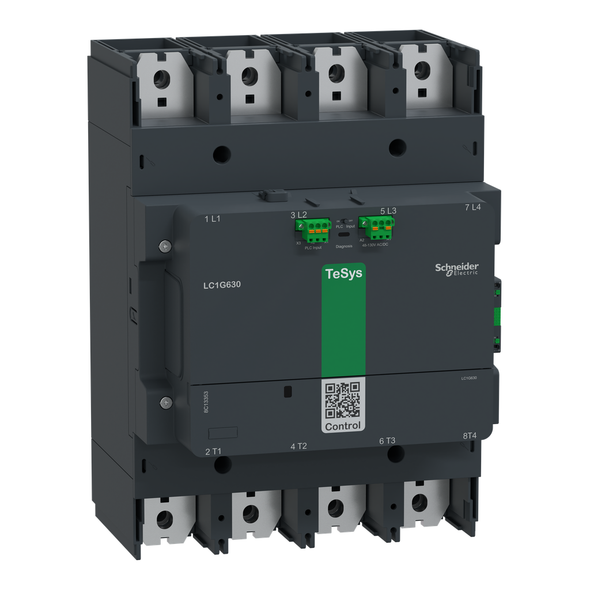 Schneider Electric LC1G8004LSEA Contactor, high power, TeSys Giga 800, 4 pole/NO, AC-1 =440V 1050A, 200-500VAC/DC coil