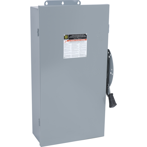 Schneider Electric DTU463AWK Safety switch, double throw, non fusible, 100A, 600V, 4 pole, 100hp, NEMA 12, no knock outs