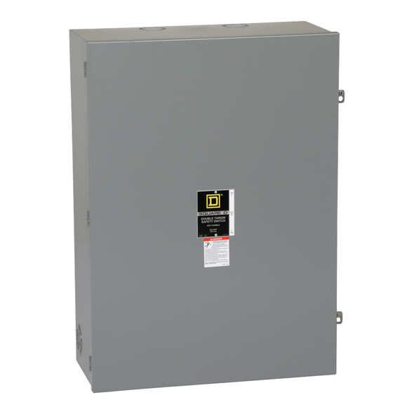 Schneider Electric DTU324N Safety switch, double throw, non fusible, 200A, 240VAC, 250VDC, 3 pole, 15HP, neutral factory installed, NEMA 1