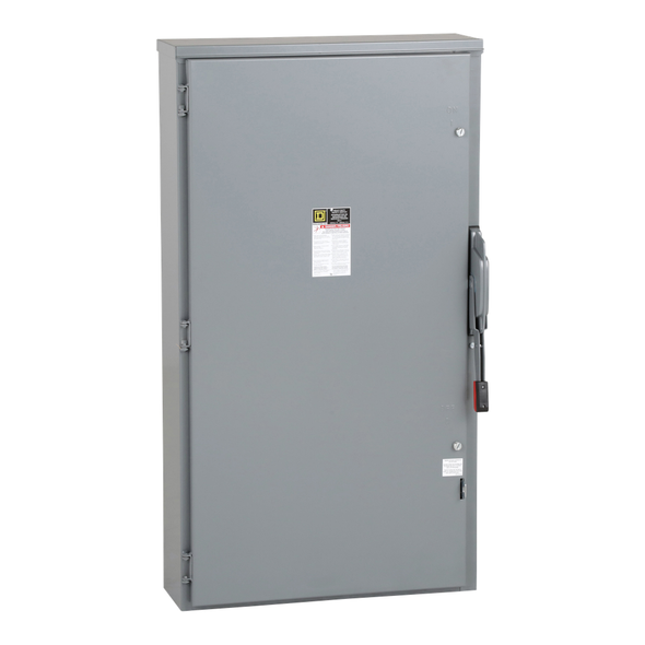 Schneider Electric H226NR Safety switch, heavy duty, fusible, 600A, 3 wires, 2 pole, 1 neutral, 200hp, 240VAC/250VDC, NEMA 3R