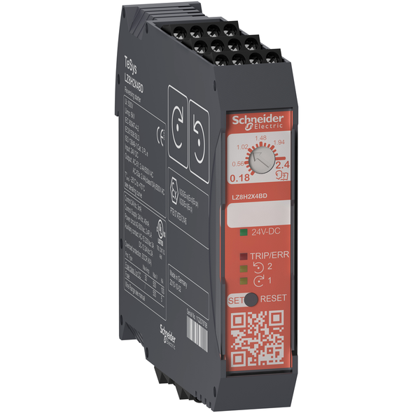 Schneider Electric LZ8H6X5BD Reversing ultra compact starter, TeSys Hybrid, Safe Torque Off, 3P, 500VAC, 3kW at 400V, 24VDC