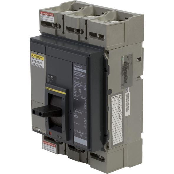 Schneider Electric PJL36060U63AE1 Circuit breaker, PowerPacT P, 600A, 3 pole, 600VAC, 25kA, lugs, Micrologic 5.0P, 80%, modbus