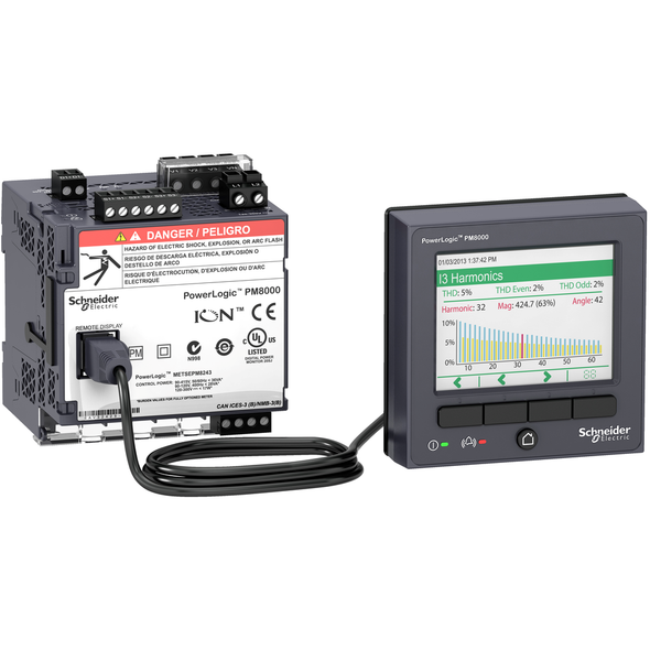 Schneider Electric METSEPM8114 Power quality meter, PowerLogic PM8000, Essential, transducer and remote display, 64MB, 128s/c