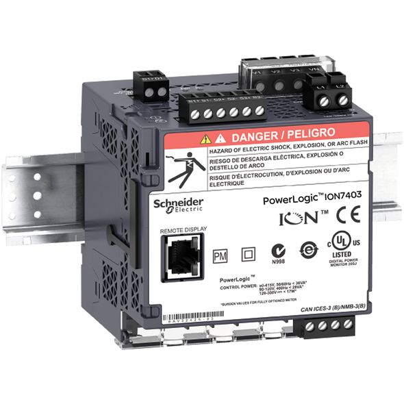 Schneider Electric METSEION7403 Power quality meter, PowerLogic ION7400, Standard, transducer, 512 MB, 256 s/c