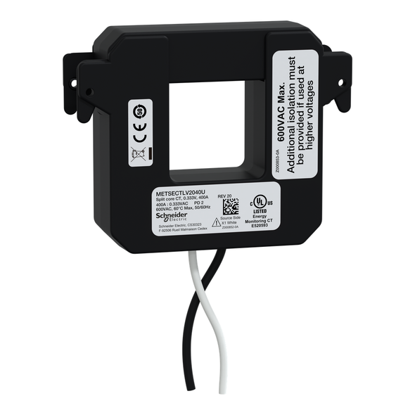 Schneider Electric METSECTLV2040U Split core current transformer, PowerLogic UL2808 CT, 400A, 0.333V output, 8ft lead