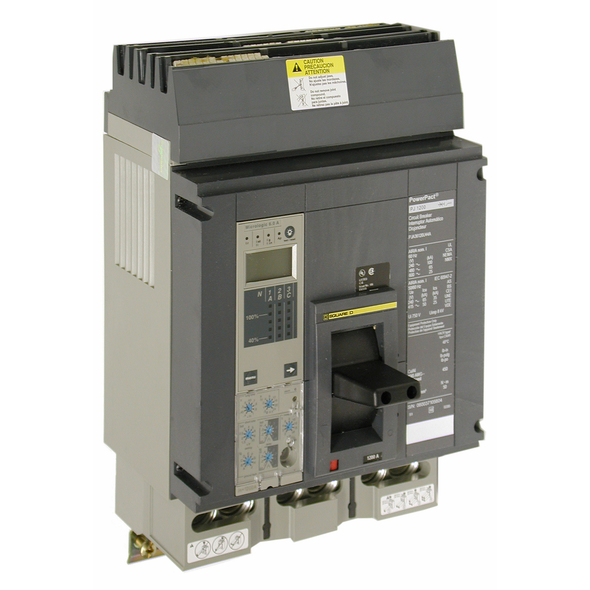 Schneider Electric PJA36100U64AE1 Circuit breaker, PowerPacT P, 1000A, 3 pole, 600VAC, 25kA, I-Line, Micrologic 6.0P, 80%, ABC, modbus