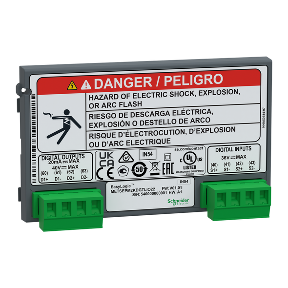 Schneider Electric METSEPM2KDGTLIO22 EasyLogic PM2X30 - I/O Module - Digital - 2 Inputs + 2 outputs