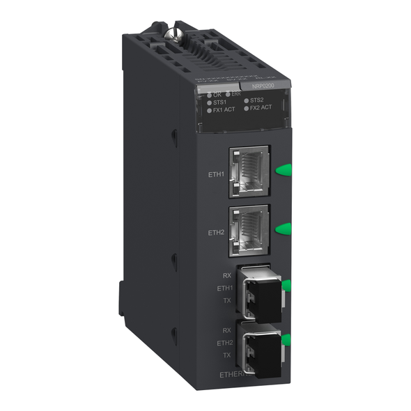 Schneider Electric BMXNRP0200C fiber converter, Modicon X80, MM/LC 2CH 100Mb, for severe environment