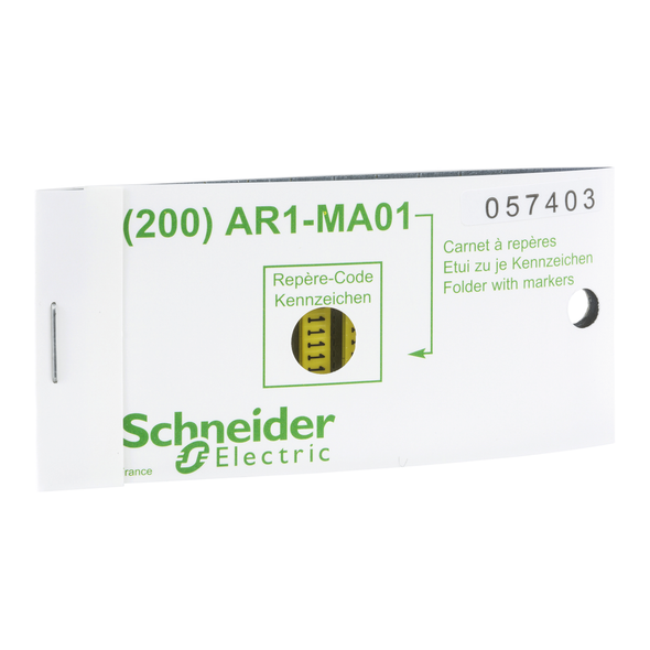 Schneider Electric AR1MB011 Marker, Linergy TR cable ends, yellow, clip-on type, character 1