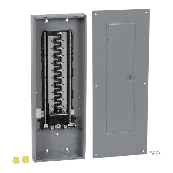 Schneider Electric HOM4284M225PC Load center, Homeline, 1 phase, 42 spaces, 84 circuits, 225A convertible main breaker, PoN, NEMA1, combo cover