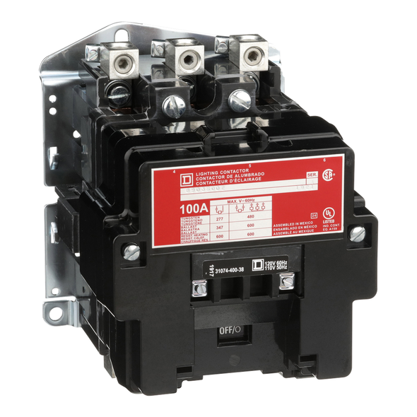 Schneider Electric 8903SQO2V03 Contactor, Type S, multipole lighting, electrically held, 100A, 3 pole, 220/240VAC 50/60Hz coil, open style