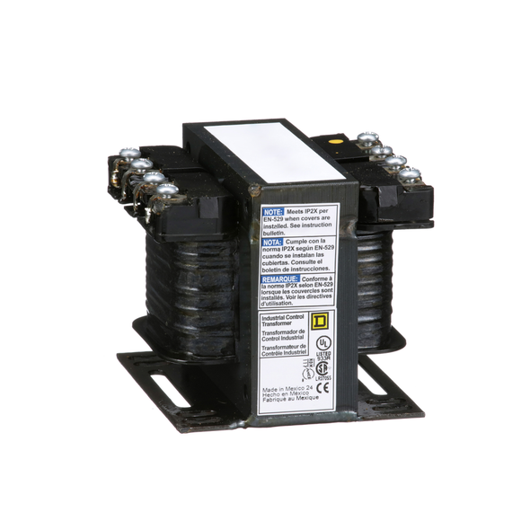 Schneider Electric 9070T50D20 Transformer, Type T, industrial control, 50VA, 1 phase, 208/230/460V primary, 115V secondary, 55C rise