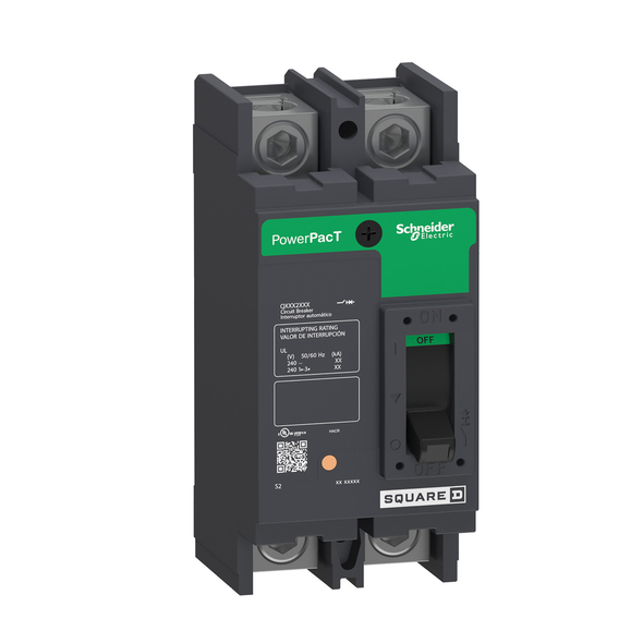 Schneider Electric QDM22150TN Circuit breaker, PowerPacT Q, 150A, 2 pole, 240VAC, 25kA, lugs, thermal magnetic, 80%, top of panel