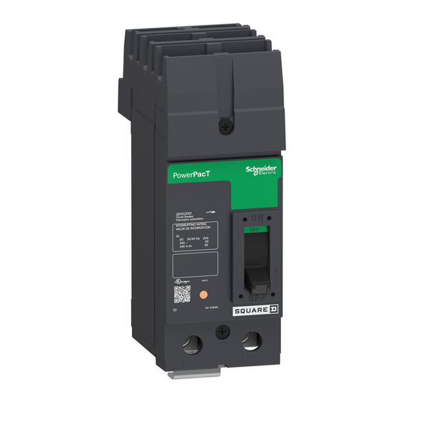 Schneider Electric QJA221002 Circuit breaker, PowerPacT Q, 100A, 2 pole, 240VAC, 100kA, I-Line, thermal magnetic, 80%, AC