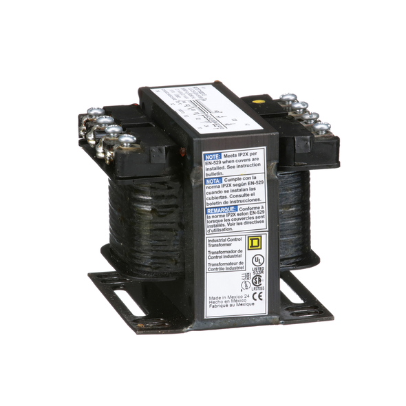 Schneider Electric 9070T100D13 Transformer, Type T, industrial control, 100VA, 1 phase, 120V primary, 12/24V secondary, 55C rise