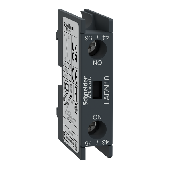 Schneider Electric LADN10 Auxiliary contact block, TeSys Deca, 1NO, front mounting, screw clamp terminals