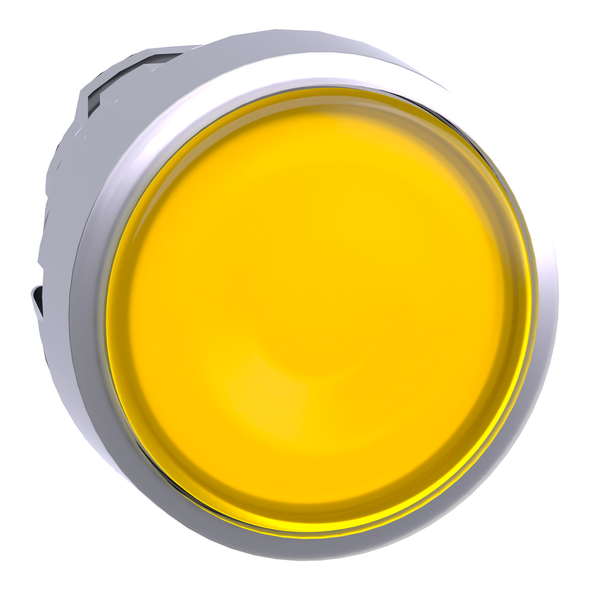 Schneider Electric ZB4BW383 Head for illuminated push button, Harmony XB4, metal, metal, yellow, 22mm, universal LED, spring return, plain lens