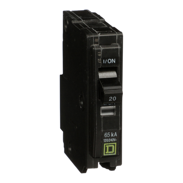 Schneider Electric QH120 Mini circuit breaker, QO, 20A, 1 pole, 120/240VAC, 65kA, plug in