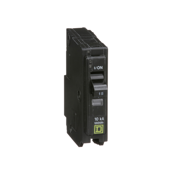 Schneider Electric QO115CP Mini circuit breaker, QO, 15A, 1 pole, 120/240VAC, 10kA, plug in, consumer pack