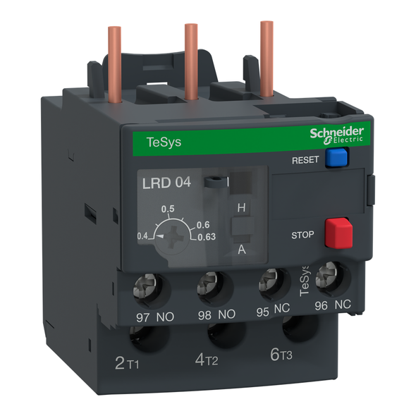 Schneider Electric LRD04 TeSys Deca, thermal overload relay, 0.4 to 0.63 A, class 10A