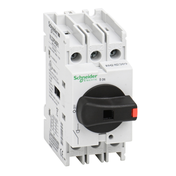 Schneider Electric VLS3P040R1 Disconnect switch, TeSys VLS, body switch, 40A, 20HP at 480VAC, UL508, three phase, 5kA SCCR, size 1, DIN rail mount