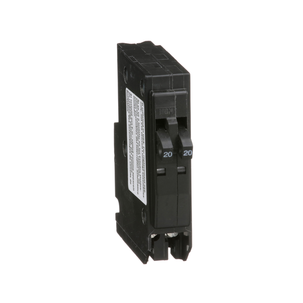 Schneider Electric QO2020 Tandem mini circuit breaker, QO, 2 x 1 pole at 20A, 120/240VAC, 10kA, plug in