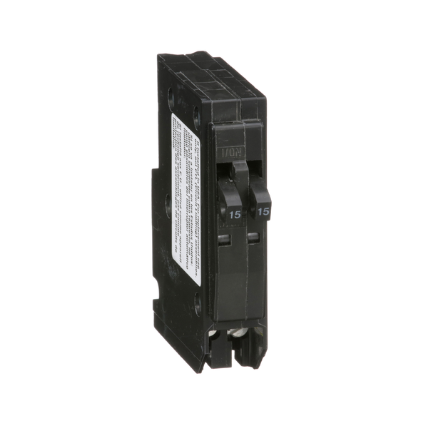 Schneider Electric QO1515C Tandem mini circuit breaker, QO, 2 x 1 pole at 15A, 120/240VAC, 10kA, plug in, clam