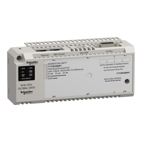 Schneider Electric 171CBU98091 Unity M1E processor - RS232/485 - Ethernet - USB - I/O bus - global data