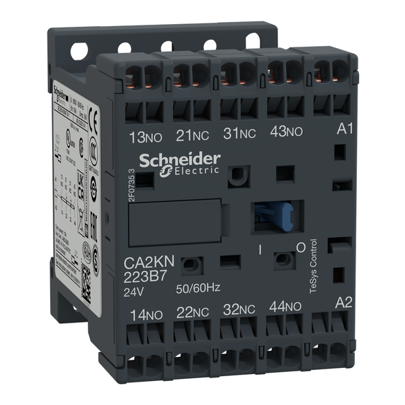 Schneider Electric CA2KN223B7 Control relay, TeSys K, 2 NO + 2 NC, lt or eq to 690V, 24VAC coil