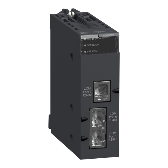 Schneider Electric BMXNOM0200H communication module, Modicon X80, Serial link module, 2 RS485 or 232 ports in Modbus and character mode, severe environment