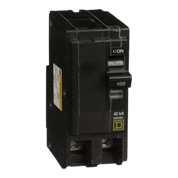 Schneider Electric QOH2100 Mini circuit breaker, QO, 100A, 2 pole, 120/240VAC, 42kA, plug in