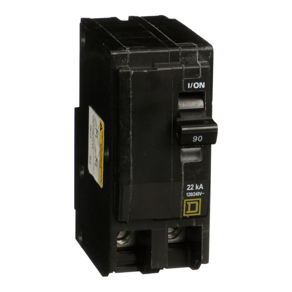 Schneider Electric QO290VH Mini circuit breaker, QO, 90A, 2 pole, 120/240VAC, 22kA, plug in