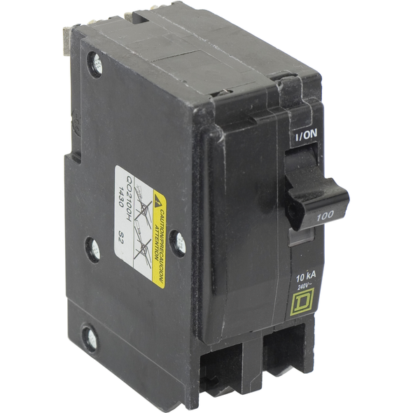 Schneider Electric QO2100H Mini circuit breaker, QO, 100A, 2 pole, 120/240VAC, 10kA, plug in