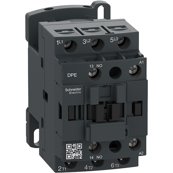 Schneider Electric DPE12U7 IEC contactor,Easy TeSys DPE,nonreversing,12A,3P,5HP at 480V AC,240V 50/60Hz coil